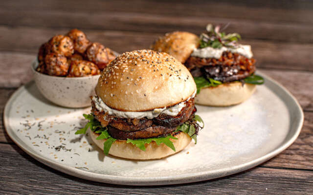 Hamburguesa de portobello Hamburguesa de portobello