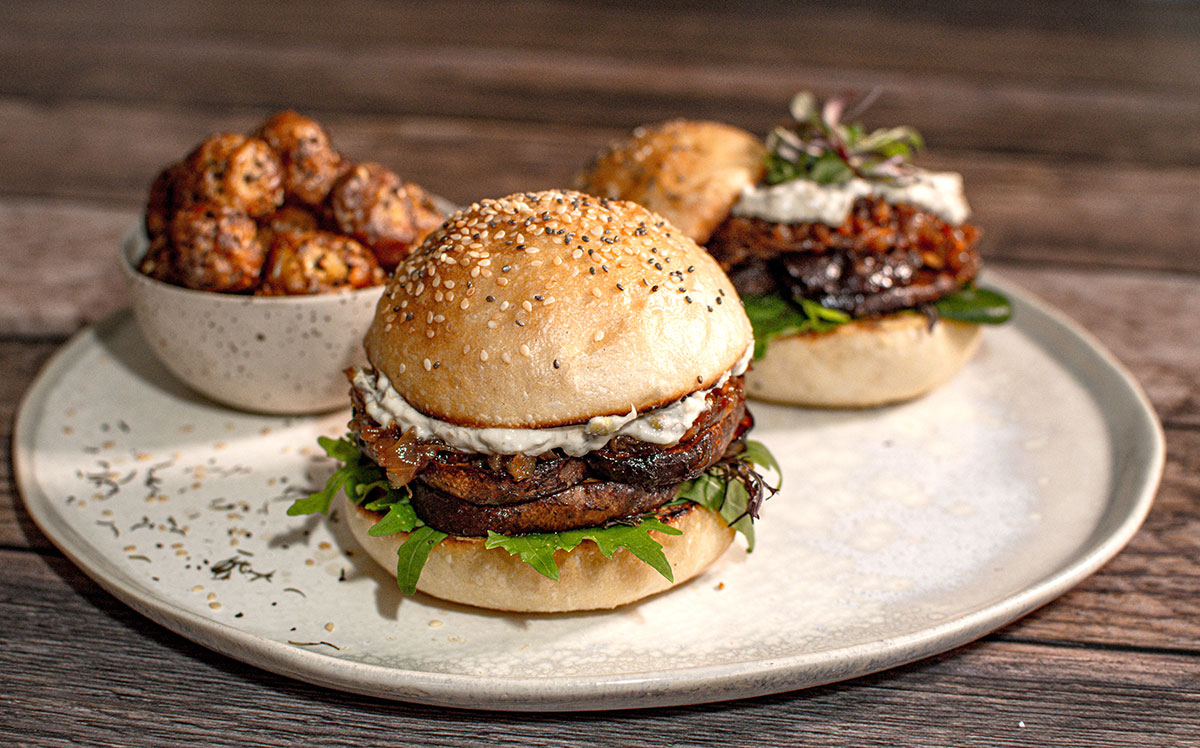 Hamburguesa de portobello Hamburguesa de portobello