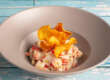 Ceviche de pesca blanca en ají de guanábana y chips de camote